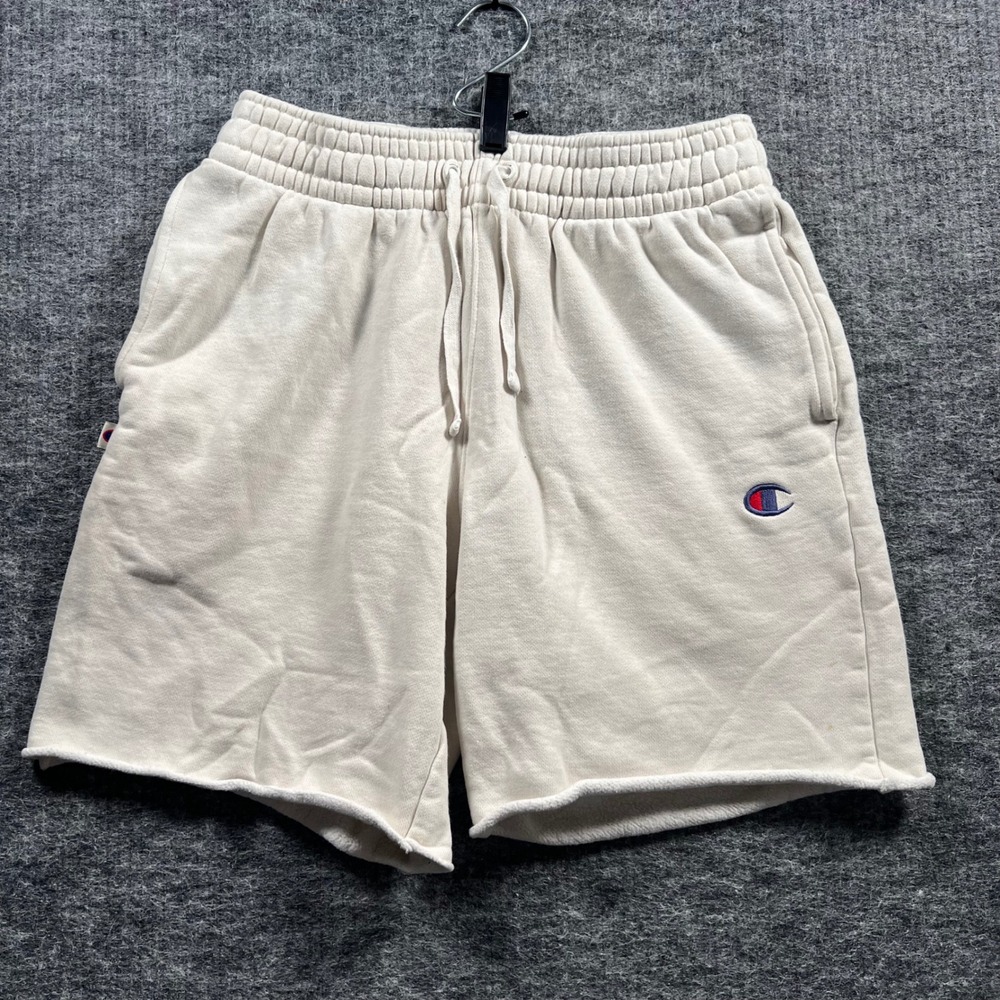 Champion Mens Fleece Sweat Shorts Cream Raw Hem M